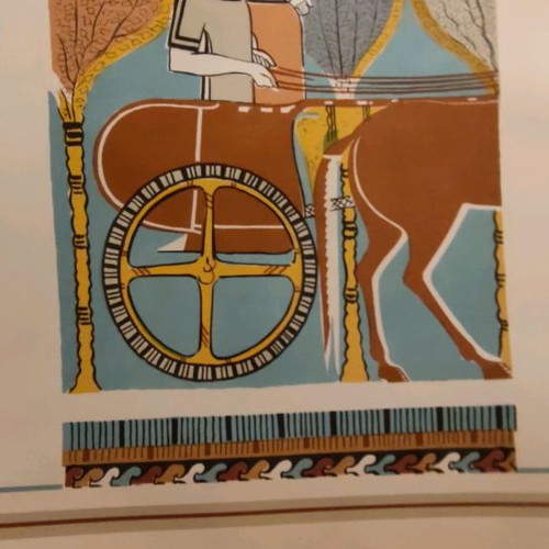Colored print from Mycenaean frescoes used