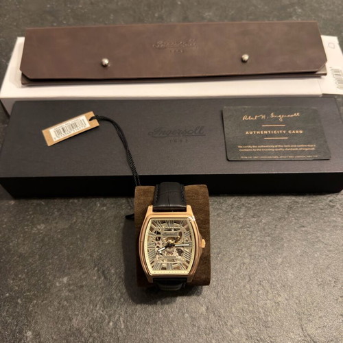 Ingersoll Tonneau Automatic Skeleton 43mm brand new, gold