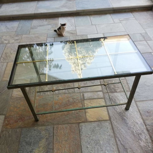 Coffee table with technique and double glass with kaiti, new