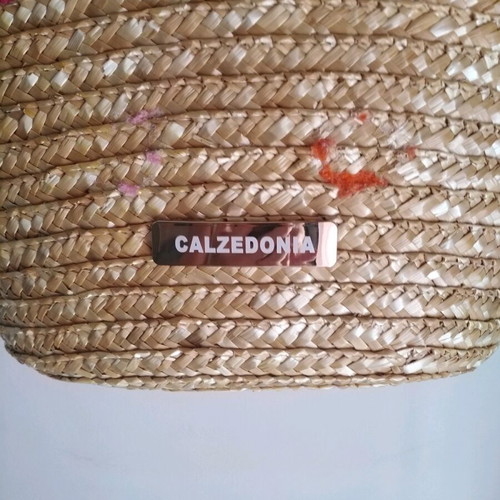 Calzedonia straw beach bag with floral fabric lining
