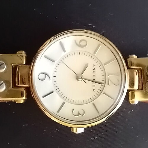 Anne Klein watch used, red leather strap, quartz mechanism