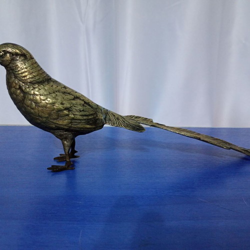 Brass pheasant sculpture like new, 14 x 32 cm