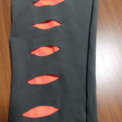 Women's 3/4 leggings anthracite with orange details used, size M