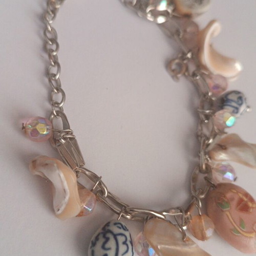 Silver chain bracelet with summer charms like new