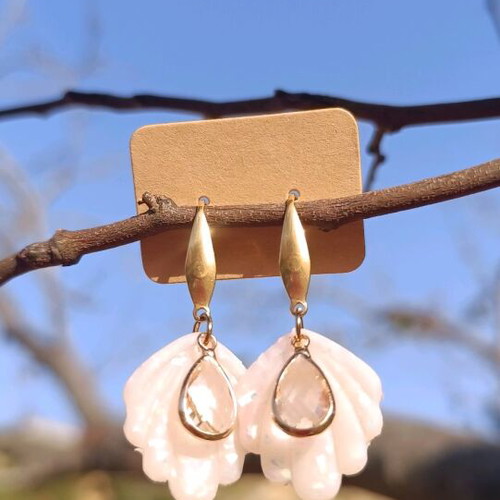 Shell earrings handmade new from polymer clay