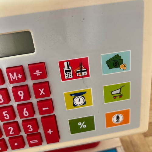 Wooden cash register toy used