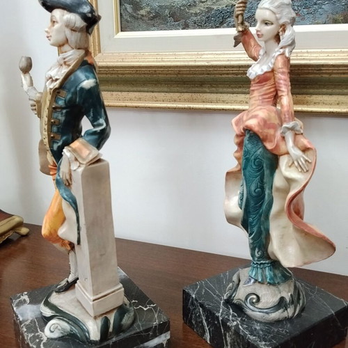 Vintage Italian Rococo style decorative figurines pair