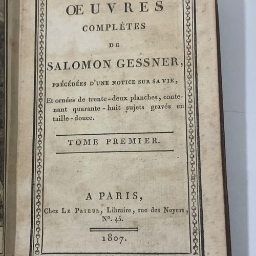 French books 3 volumes used, OEUVRES COMPLETES DE SALOMON GESSNER 1807