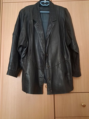 Miss Astor vintage γυναικείο δερμάτινο μπουφάν, oversized 80s/90s, νούμερο 44