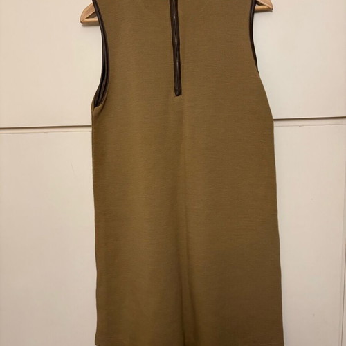 Zara Knit dress like new with leather details camel/tan