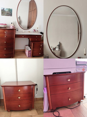 Bedroom furniture set with mirror and nightstands