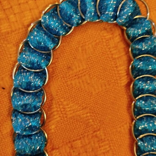 Belt new turquoise with lurex size 60