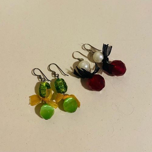 Earring set new, two pairs of dangle earrings with semi-precious stones