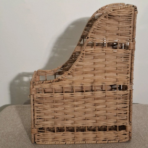 Wicker file folder used, beige gray