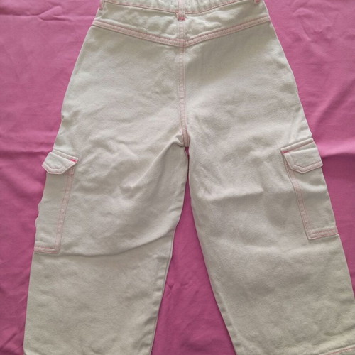 Billieblush girls' cargo pants used, beige with pink details, size 6 years