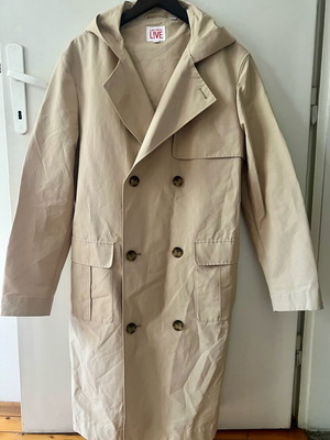 Lacoste Live hoodie trench raincoat beige men size L