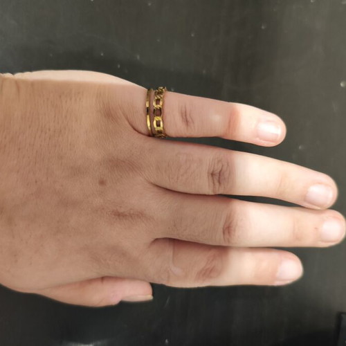 Adjustable stainless steel ring gold color, like new