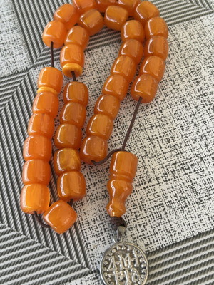 Egyptian Mastic Komboloi used with 33+1 beads and silver coin