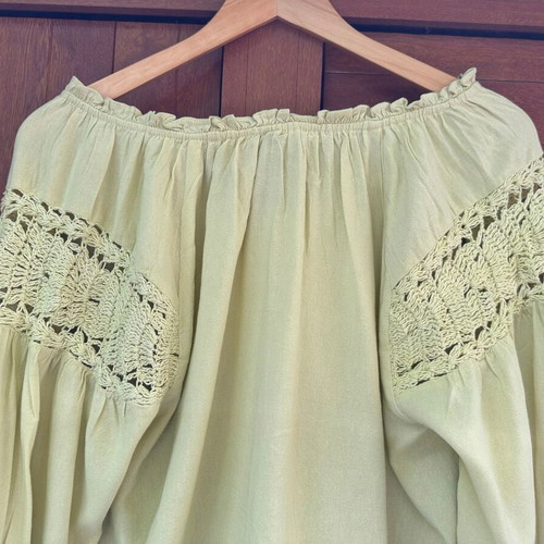 Boho top Lucky Brand lime color, size S