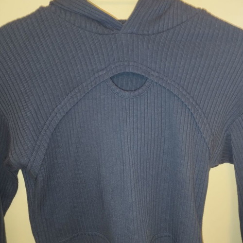 Rib tracksuit set like new, blue, size 14 with crop top and wide pants