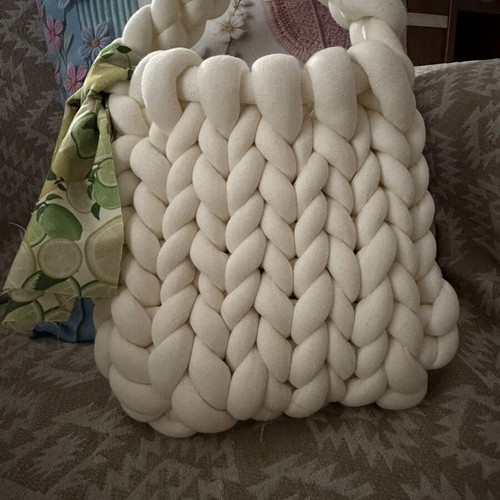 Marshmallow handmade handbag white beige, new