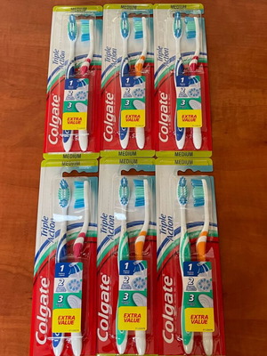 Colgate Triple Action Medium toothbrushes new, pack of 6x2 pcs