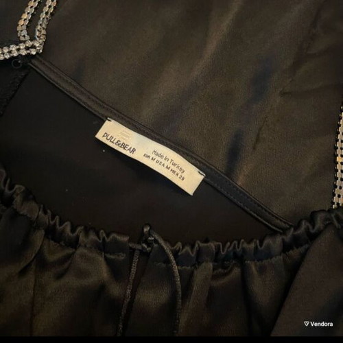 Pull & Bear black satin dress with silver chain straps like new