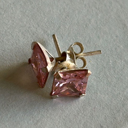 Silver earrings new, pink