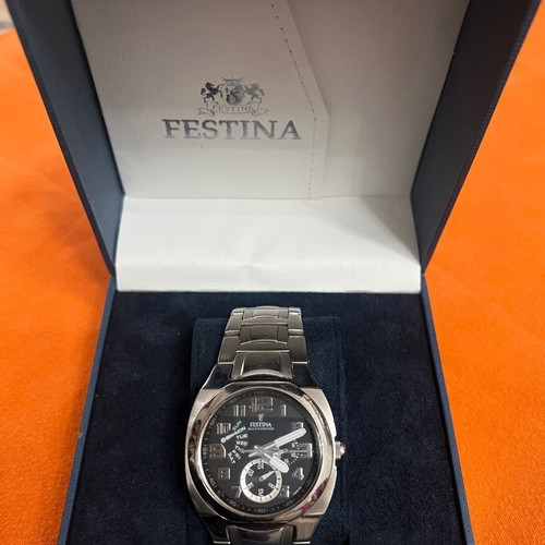 Festina watch used, silver, with day and date display