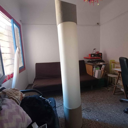 Floor lamp large column used, handmade with wood and LED