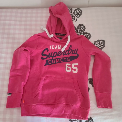 Superdry pink hoodie sweatshirt like new for girls 12-14 years size M