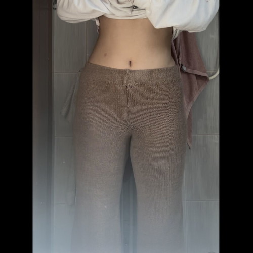 Zara knit wide leg trousers L beige brown like new