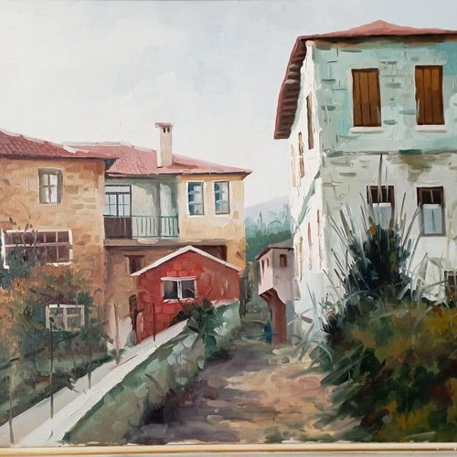 Oil painting on canvas by Vas. Kolokythas in excellent condition