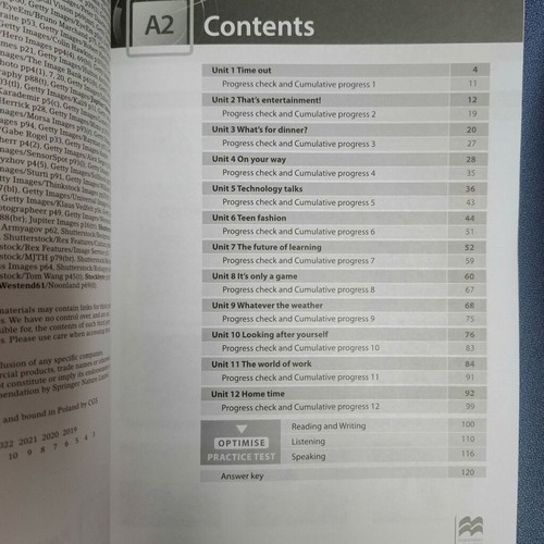 Optimise A2 Key for Schools Workbook like new, updated for new exam with answer key