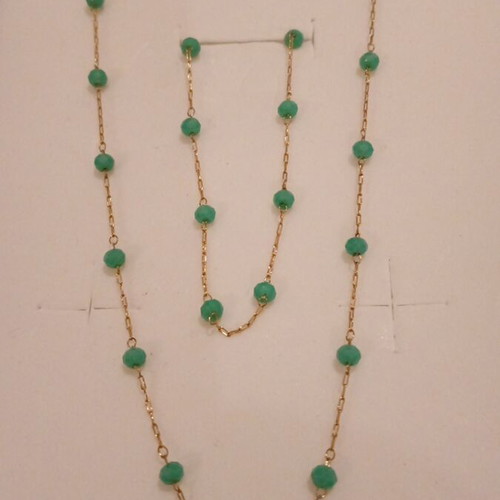 Necklace and bracelet set like new, gold steel chain with turquoise beads