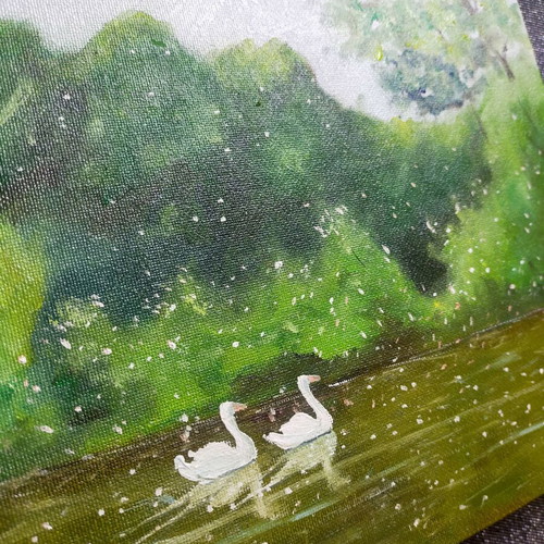 Swan painting like new 25x20 cm