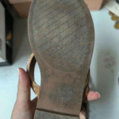 Summer slippers used, size 38, brown and gold