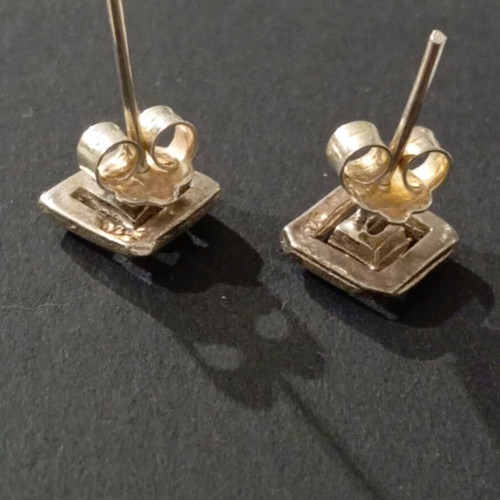 Silver 925 earrings small, square, new