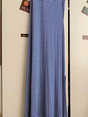 Maxi striped dress with ruffles like new, blue and white