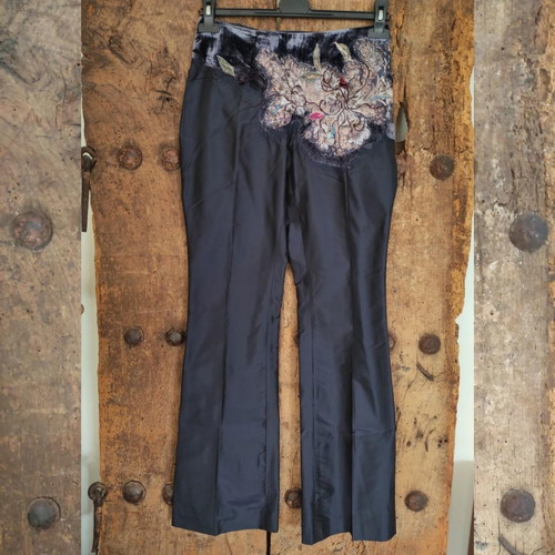 Y2K silk trousers Renato Nucci new with embroidery