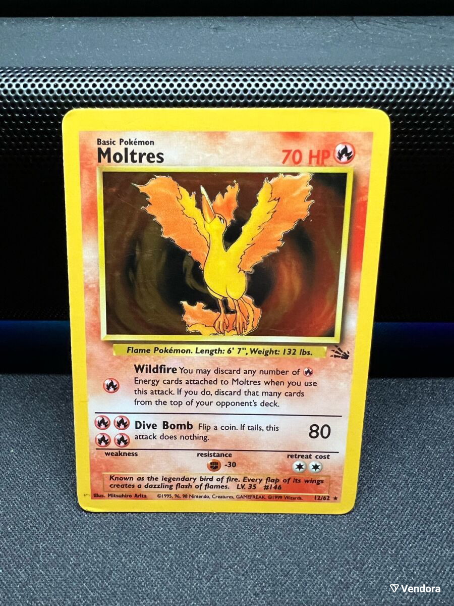 1995 moltres pokemon card Pokemon Fossil Moltres #27/62 Non-Holo Trading Card main image 0