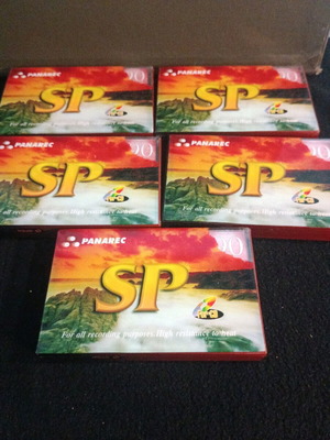 Panarec SP 90 cassette tapes new, pack of 5
