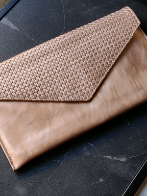 Envelope bag metallic rose gold handmade with detachable strap