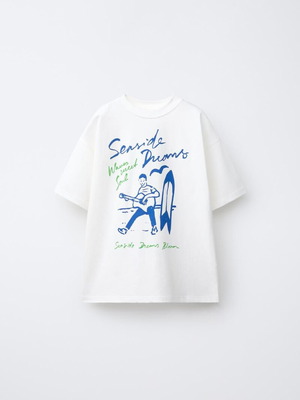 Zara детска тениска Seaside Dreams бяла, нова, размер 8