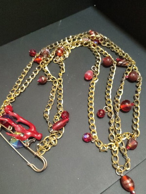 Handmade necklace new with chain and red stones