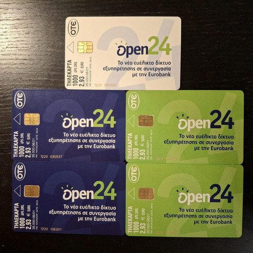 Open 24 phone cards used, complete set of 5 cards 2001