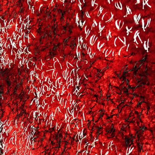 Handmade rug 2x3 new, red with black and white accents