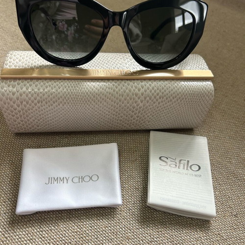 Jimmy Choo black cat-eye sunglasses like new with gold details
