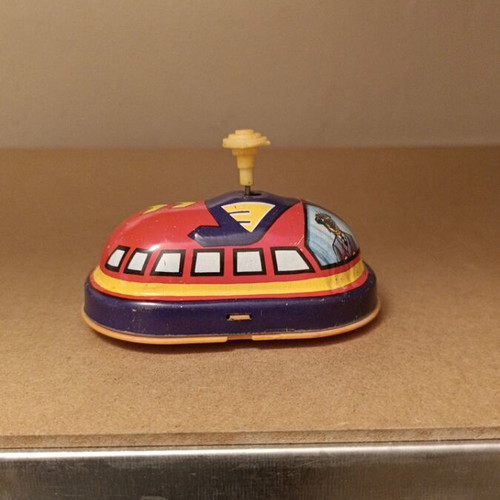 Tin Greek toy used, wind-up, not working