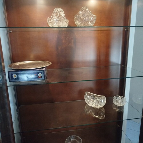 Classic solid wood showcase with lighting, used